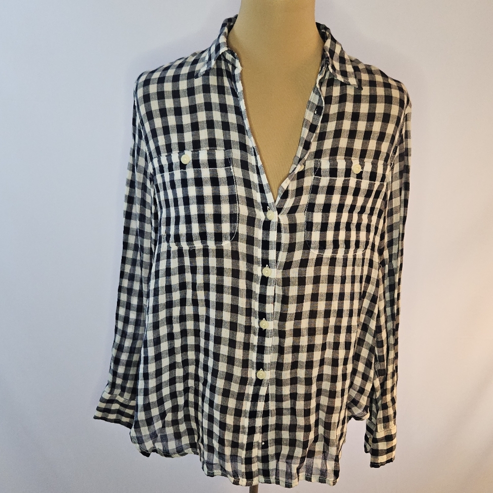 Denim & Supply Ralph Lauren Navy and White Plaid Shirt